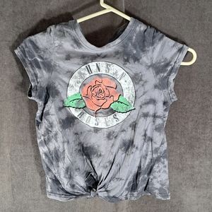 Guns N' Roses Grey Tie Dye "Distressed" Graphic Tee Tie Waist G JR S W XS